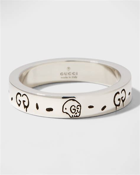 Gucci Ghost 4mm Sterling Silver Ring .